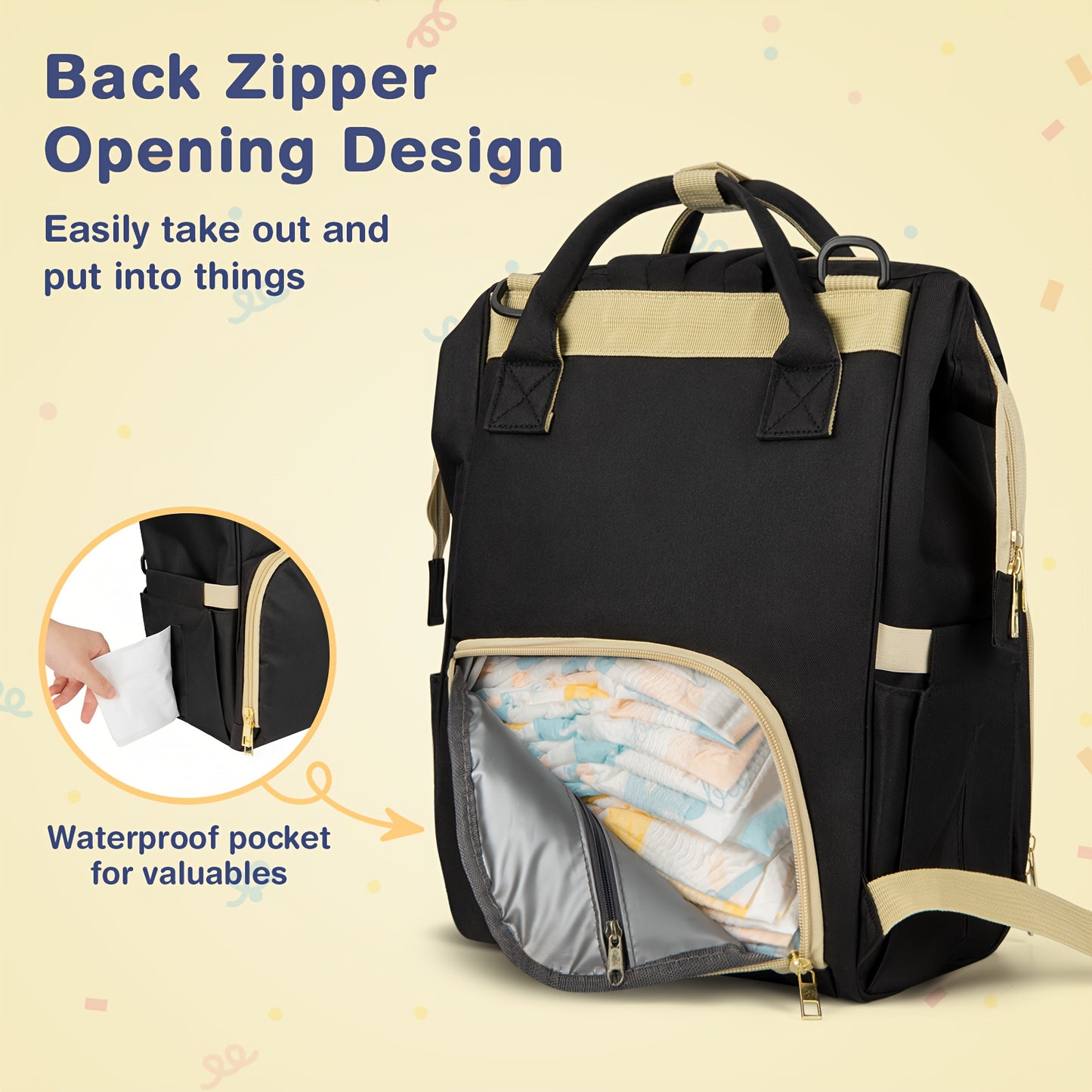 Large Capacity Diaper Bag Backpack - Waterproof, Insulated, Multifunctional, and Stylish for Baby Girls and Boys - Soft Shell, Polyamide Material, Casual, Travel-Friendly, and Easy-to-Clean Design