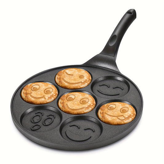 1 Pc Mini Pancake Griddle - 7-Mold Non-Stick Cooking Surface, Compact Kitchenware for Perfect Breakfast, Easy Cleaning, Space-Saving Design, Cookware, Kitchen Supplies, and Essential Kitchen Items