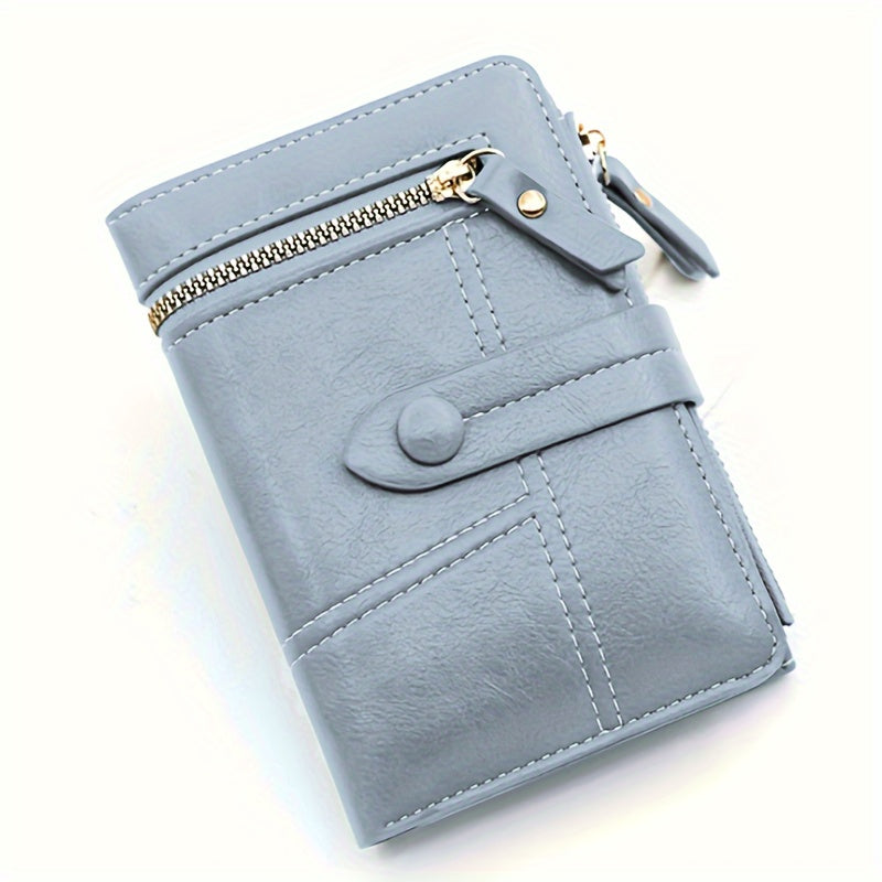 Solid Color Short Mini Wallet, Clutch Bifold Con Purse, Trendy Credit Card Holder