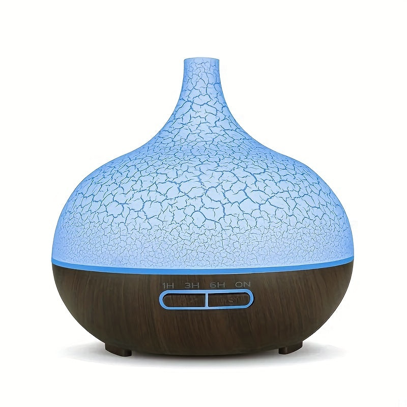 1pcs Air Humidifier Essential Oil Aromatherapy Diffuser With 7 Color LED Humidificador 18.6oz Crack Woodgrain USB Ultrasonic Aroma Diffuser For Home, Office