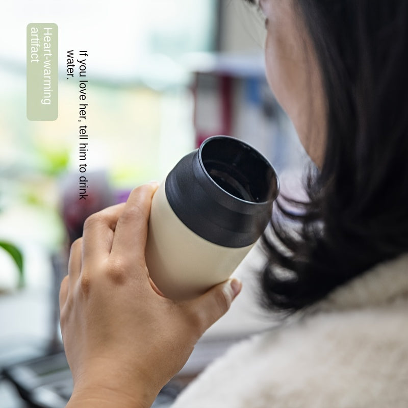 1pc, Mug, Stainless Steel Vacuum Insulated Tumbler, Travel Mug With Leak-Proof Lid, Japanese Style Minimalist Portable Cup For Home, Office, Outdoor Activities, Student