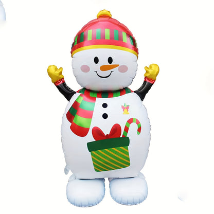 2 Pcs Giant Christmas Inflatable Decorations Set - 61-inch Self-Sealing Aluminum Foil Santa Claus and Snowman Balloons for Versatile Holiday Parties, Carnivals, and Celebrations - Easy to Use, Reusable, and Durable for Ages 14+