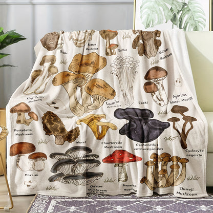 1pc Plush Mushroom Fleece Blanket - Ultra-Soft, Cozy, and Warm All-Season Throw Blanket with Botanical Design for Bed, Couch, and Home Decor - Perfect for Snuggling Up and Relaxing