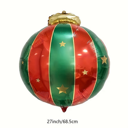 A set of 6 Christmas inflatable hanging balloons, plastic 27" holiday flower theme decorations, suitable for indoor and outdoor use, no power required