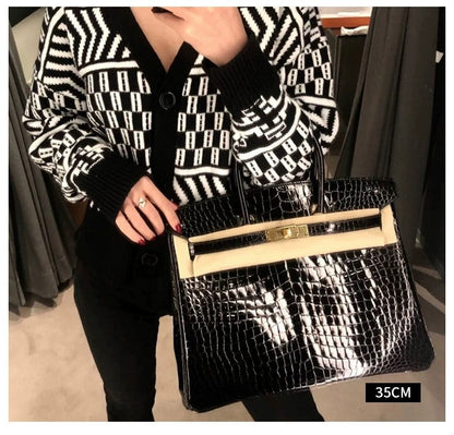 SEALBEER McDonndale 2023 New Crocodile Pattern Platinum Bag First Layer Cowhide Fashion Portable Genuine Leather Women's Bag Factory Direct Sales