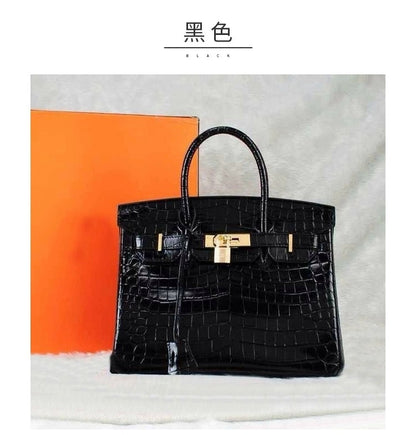 SEALBEER McDonndale 2023 New Crocodile Pattern Platinum Bag First Layer Cowhide Fashion Portable Genuine Leather Women's Bag Factory Direct Sales