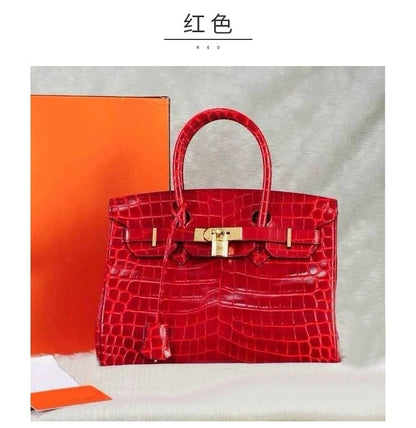 SEALBEER McDonndale 2023 New Crocodile Pattern Platinum Bag First Layer Cowhide Fashion Portable Genuine Leather Women's Bag Factory Direct Sales