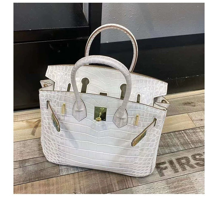 SEALBEER McDonndale 2023 New Crocodile Pattern Platinum Bag First Layer Cowhide Fashion Portable Genuine Leather Women's Bag Factory Direct Sales