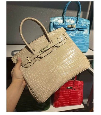 SEALBEER McDonndale 2023 New Crocodile Pattern Platinum Bag First Layer Cowhide Fashion Portable Genuine Leather Women's Bag Factory Direct Sales