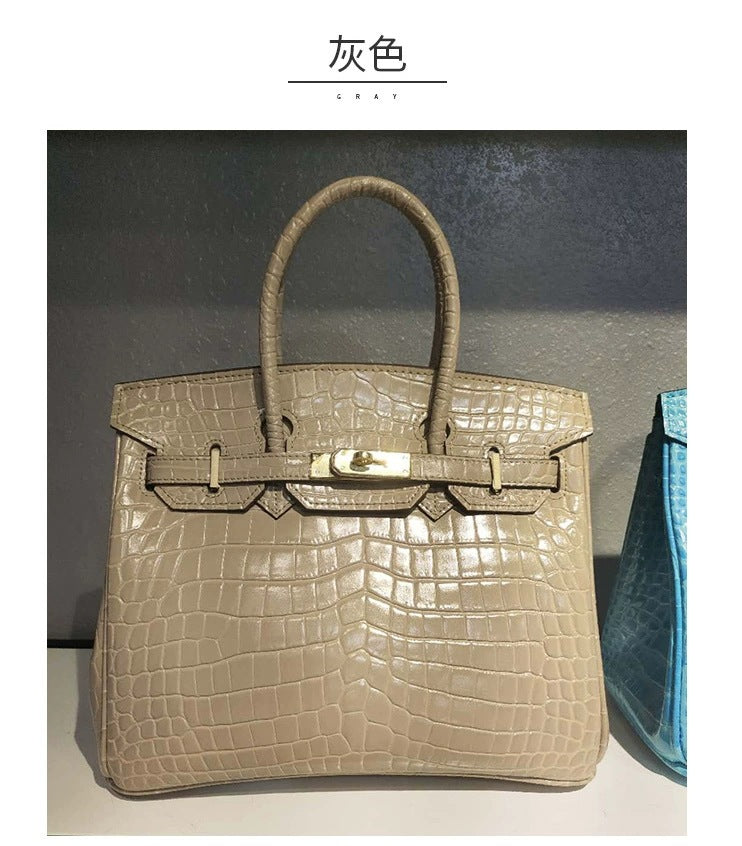 SEALBEER McDonndale 2023 New Crocodile Pattern Platinum Bag First Layer Cowhide Fashion Portable Genuine Leather Women's Bag Factory Direct Sales