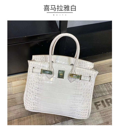 SEALBEER McDonndale 2023 New Crocodile Pattern Platinum Bag First Layer Cowhide Fashion Portable Genuine Leather Women's Bag Factory Direct Sales