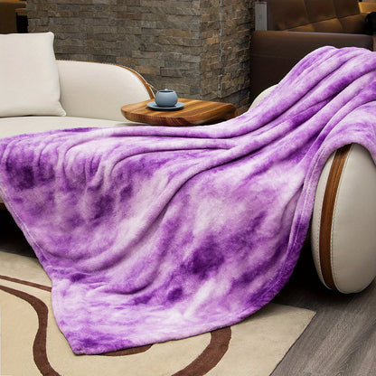 1pc Luxurious Tie-Dyed Faux Fur Fleece Lined Soft Throw Blanket - Ultra-Plush, Thick Print, and Cozy for Sofa, Couch, Bed, Camping, Travel, and Picnic - Perfect for Chilly Nights and Outdoor Adventures