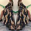 2025 new New 2025  women's clothing retro court style printing long-sleeved dress mopping shirt skirt