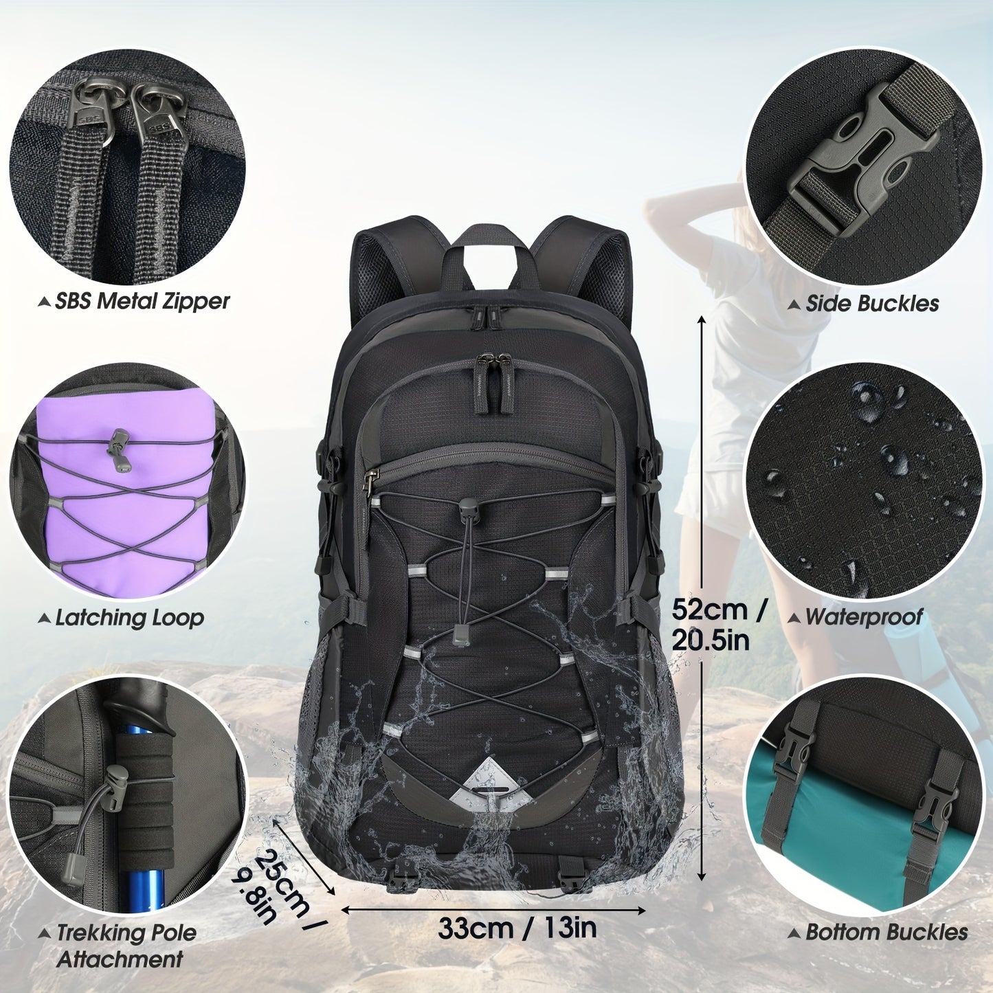 40L Waterproof Hiking Backpack - Ultra-Lightweight & Packable for Camping, Day Hiking & Outdoor Travel - Durable, Foldable, Unisex Design, Perfect for Adventure Seekers