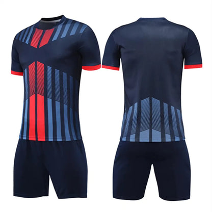 Kids Adult Soccer Jersey Set Women & Men Football Uniform Child Kit Soccer Training Suit Football Shirt Shorts Stripe Sportswear