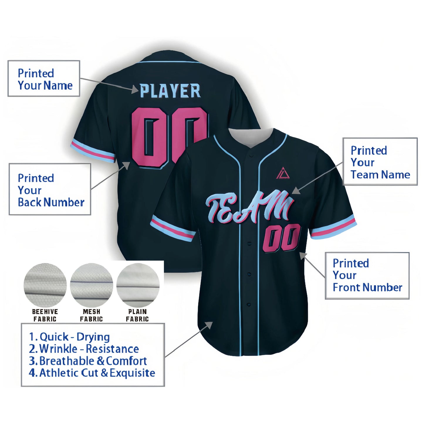 Top Quality New Design Sublimated Baseball Jersey Style Shirt Custom LOGO Number Printing Unisex Vintage Sportswear