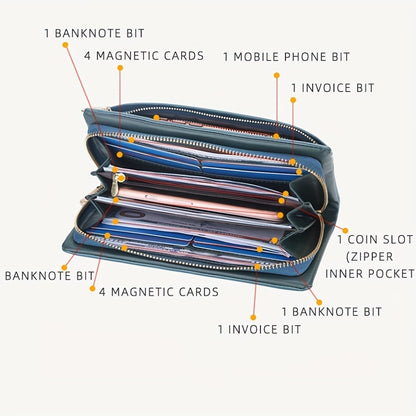 Lightweight Women's Minimalist Wallet - Perfect For Coins, Cell Phone, Credit Cards, And Keys