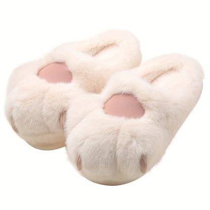 Cute & Cozy Women's Kawaii Cat Plush Slippers - Warm, Quiet Slip-on, Perfect for Home Comfort