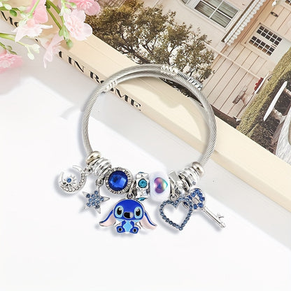 1 PC Exquisite Disney Stitch Enchanting Bracelet - Durable Zinc Alloy, Fashionable Anime Design, Unique Statement Jewelry, Officially Certified, Timeless Gift for Disney Fans, Perfect Accessory for Her, Everyday Wear, Novelty Collectible