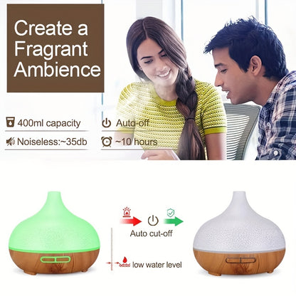 1pcs Air Humidifier Essential Oil Aromatherapy Diffuser With 7 Color LED Humidificador 18.6oz Crack Woodgrain USB Ultrasonic Aroma Diffuser For Home, Office