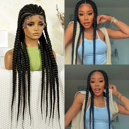 Multiple Braids Full Lace Synthetic Wig - Lightweight, Easy to Wear, Braided Synthetic Fiber Hood with Natural Look and Feel - Perfect for Daily Wear