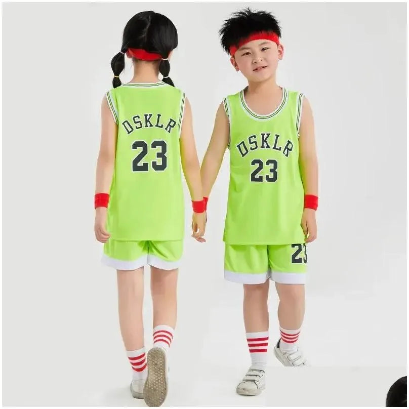 Sets/Suits Childrens Basketball Suit Boys And Girls Garten Baby Primary School Children June 1 Performance Uniform Sleeveless Training Dhbwq