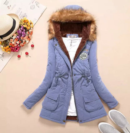 2023 winter Korean version thickened jacket large size hooded medium and long cotton clothes suede lamb wool coat cotton clothes women