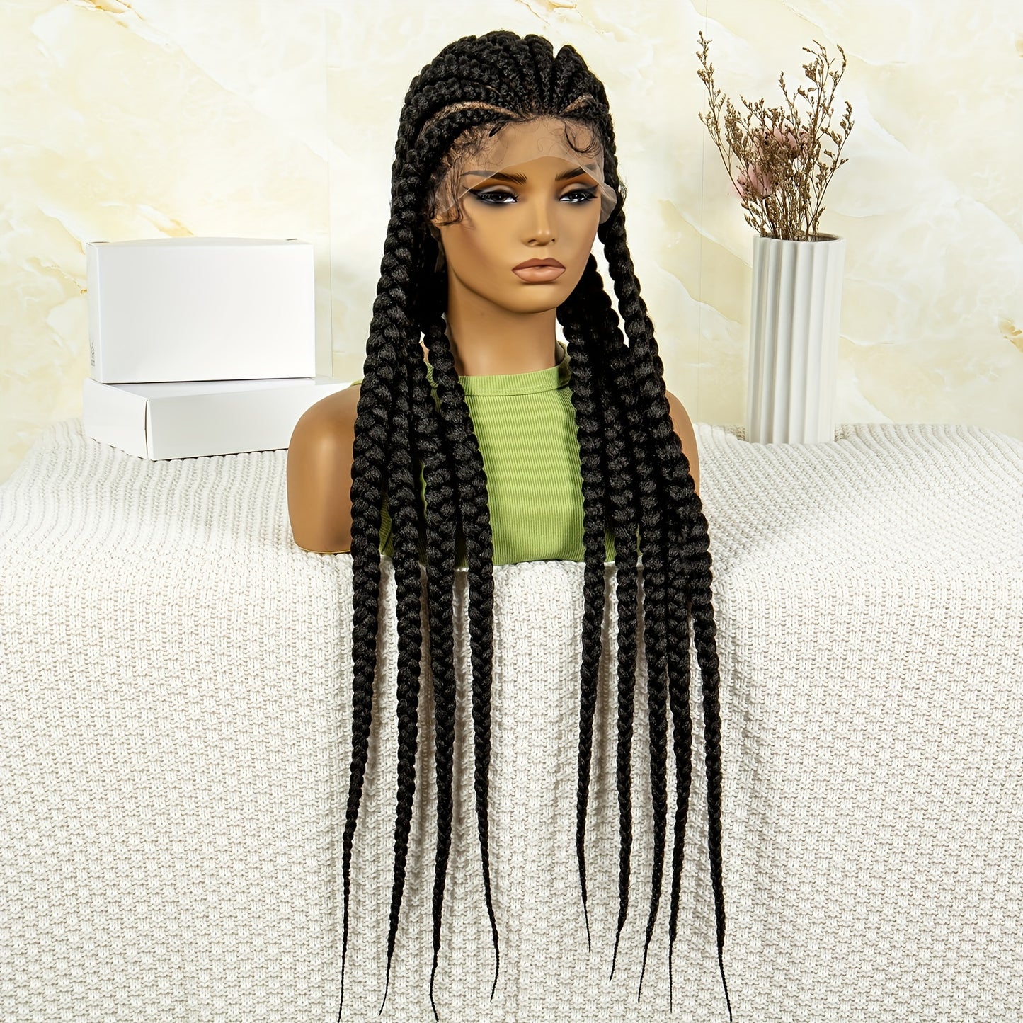 Multiple Braids Full Lace Synthetic Wig - Lightweight, Easy to Wear, Braided Synthetic Fiber Hood with Natural Look and Feel - Perfect for Daily Wear