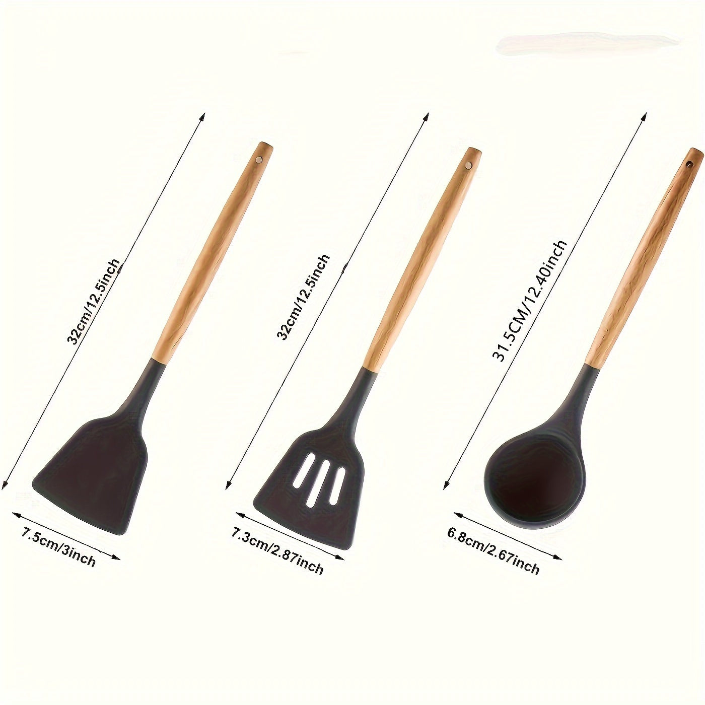 7-Piece Premium Non-Stick Silicone Cooking Utensils Set - Heat Resistant Cookware Essentials for Chefs - Wooden Handles, Whisk, Spoon, Spatula, and More for Easy Food Preparation and Baking