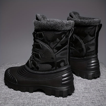 Mens Winter Snow Boots - Durable Anti-skid & Windproof - Luxurious Fuzzy Lining - High-top Lace-up Design - Perfect for Outdoor Walking, Running, Hiking in Autumn & Winter