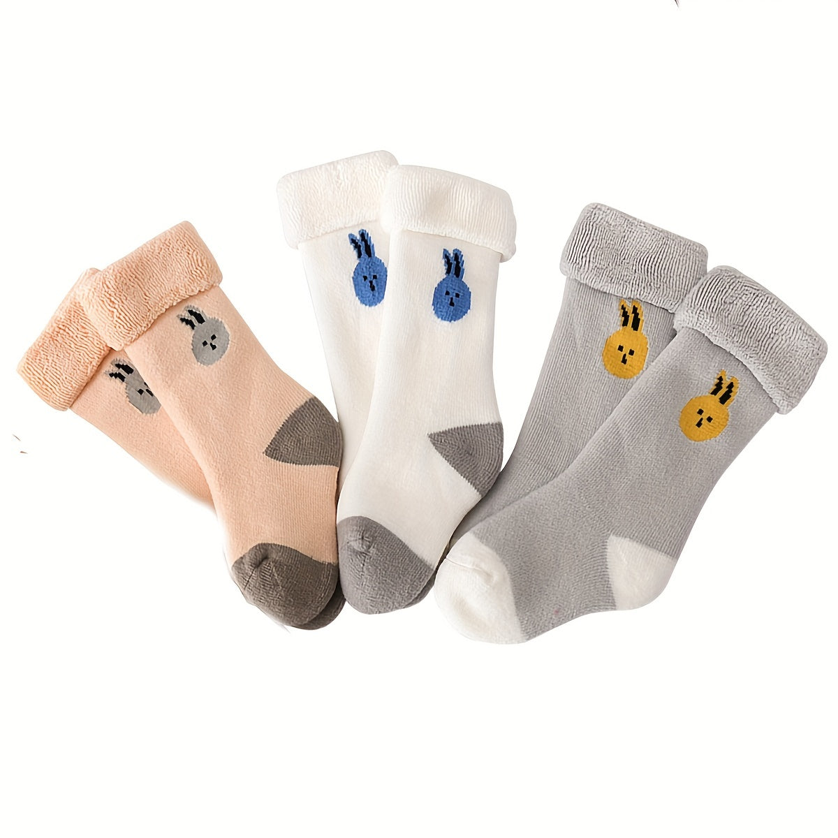 Baby Girls Kids Thickened Terry Warm Socks, Newborn Toddlers Children's Crew Socks For Autumn Winter