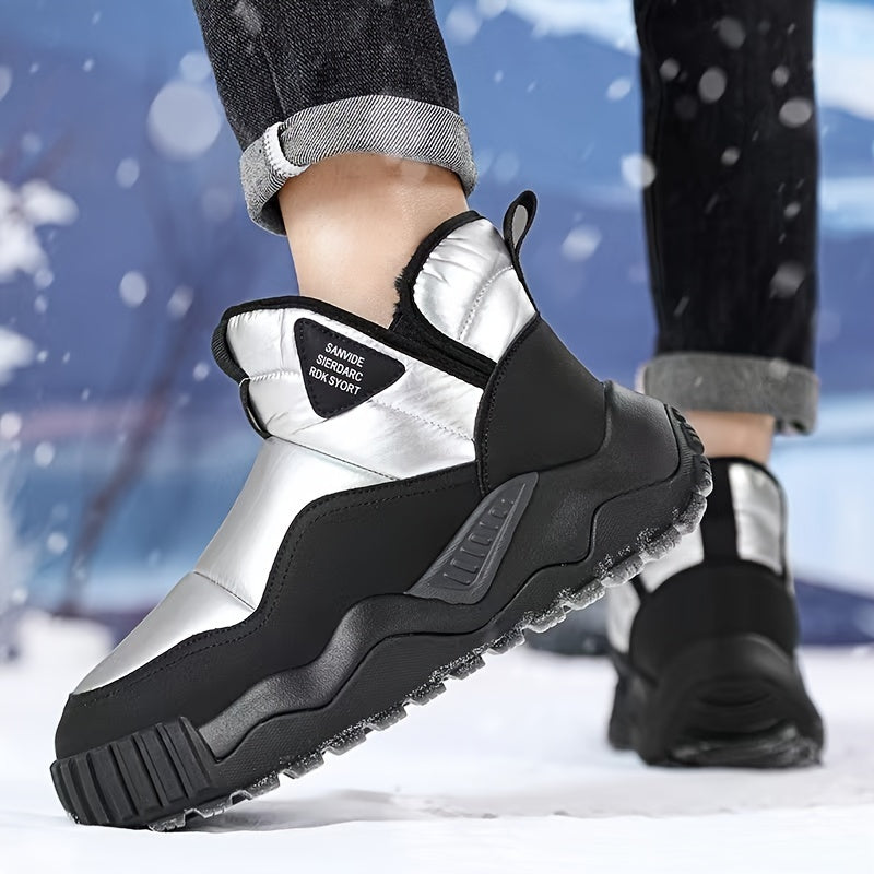 Men's Winter Snow Boots - Cozy Fleece-Lined, Anti-Slip Thick Sole, High-Top for Outdoor & Casual Wear, Slip-On,, Available in Black and Green