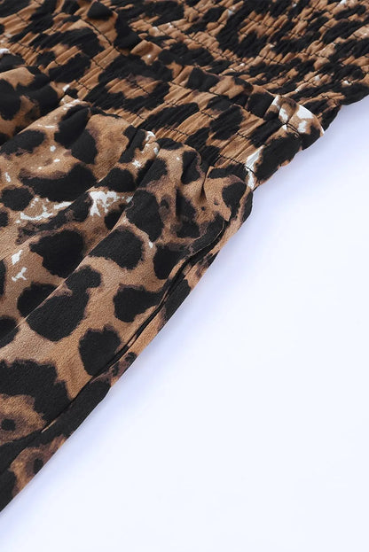 Wholesale Fashion Women Clothes Leopard Print Halter Neck Backless Wide Leg Women Jumpsuit AST64114482