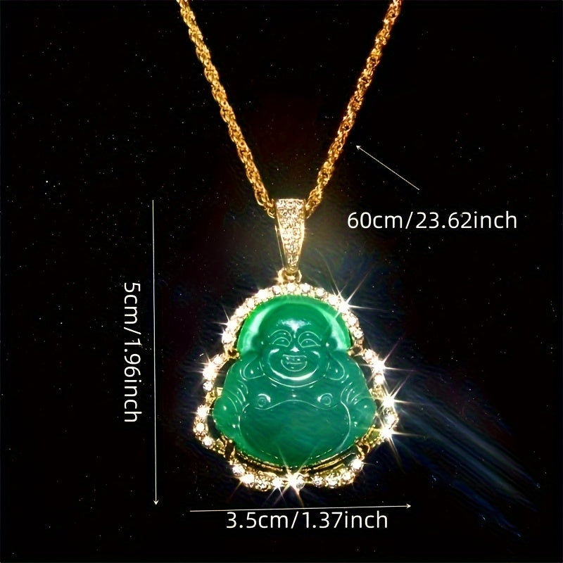 Good Luck Necklace Shiny Rhinestone Decor Buddha Necklace Light Luxury Pendant Necklace For Women Teen Gift