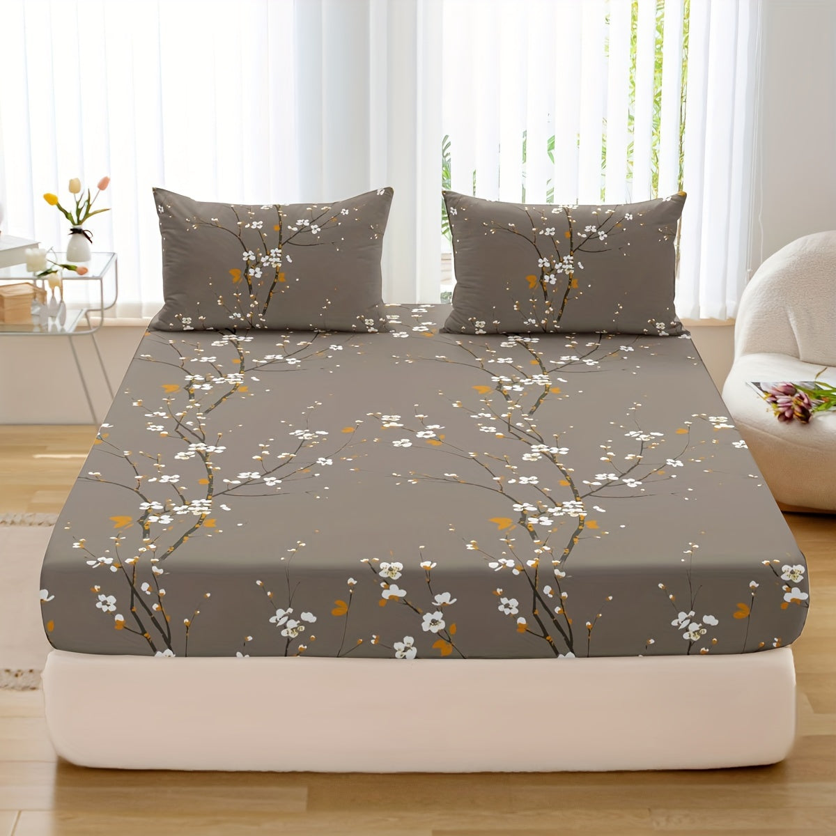 3-Piece Soft & Cozy Printed Bedding Set - Includes Fitted Sheet and 2 Pillowcases - Perfect for Bedroom, Guest Room, and Hotel