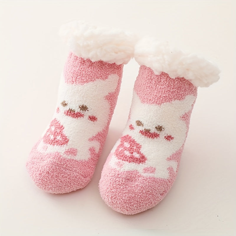 Baby Boy's Cute Winter Baby Cartoon Christmas Socks Thickened Warm Newborn Floor Socks Non-slip Children's Socks 0-2 Years