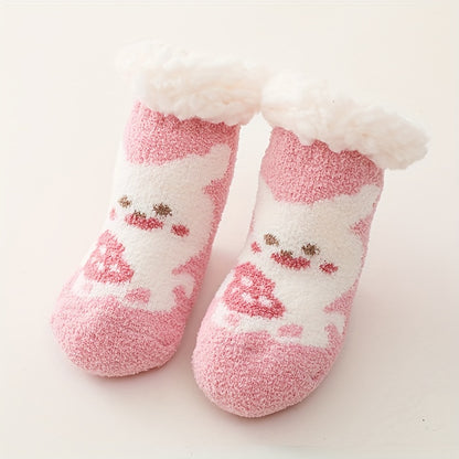 Baby Boy's Cute Winter Baby Cartoon Christmas Socks Thickened Warm Newborn Floor Socks Non-slip Children's Socks 0-2 Years