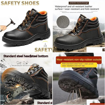 Safety Shoes Wear Resistant Mens Work Boots Shock-Absorbing Perforated Waterproof 240615 Drop Delivery Accessories Special Purpose Dhg5Z