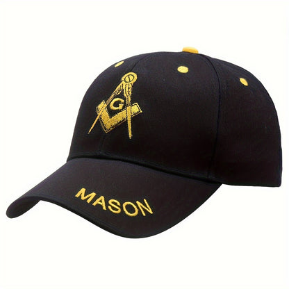 1pc Stylish Baseball Cap With Freemasonry Embroidery, Suitable For Outdoor Leisure Activities, For Both Men And Women