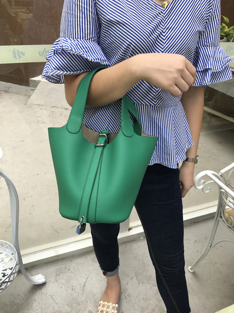 SEALBEER Korean vegetable basket bag women's popular new versatile handbag fashion hand carry child and mother bag color matching bucket bag tide