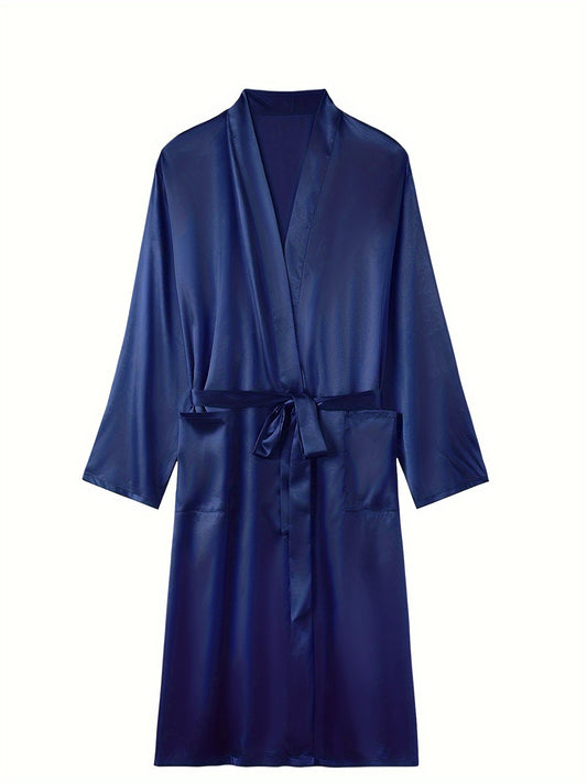 Plus-Size Lightweight V-Neck Bathrobe - Soft Polyester, Comfortable, Gentle, Simple, and Machine Washable - Perfect for All Seasons