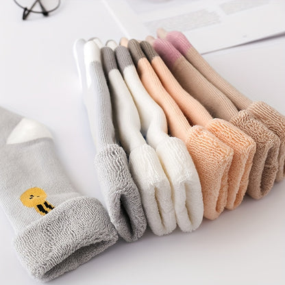 Baby Girls Kids Thickened Terry Warm Socks, Newborn Toddlers Children's Crew Socks For Autumn Winter