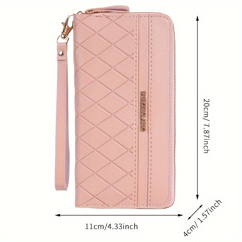 Double Layer Zipper Long Wallet, Fashion Clutch Bag, Women Wristlet Coin Purse, Mobile Phone Bag With Multi Card Slots