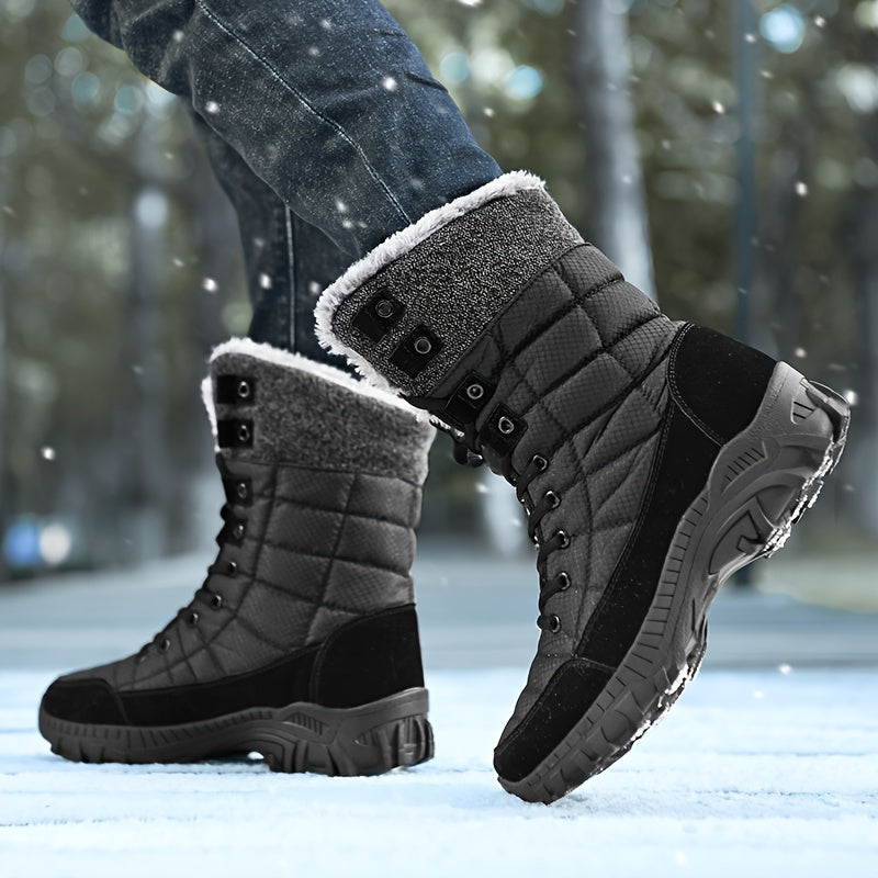 Men's oversized fashionable snow boots, winter warmth, plush cotton shoes, thickened men's boots, waterproof casual cotton boots