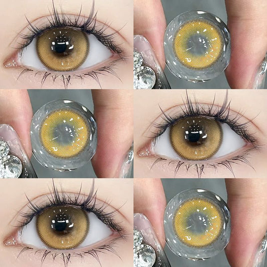 SEALBEER Golden Planet Contact Lenses Day Throwing 2 Packs of Mixed Blood Cosplay Golden Brown Animation Color Rendering Water Moon Green Contact Lenses