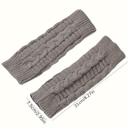 Monochrome Twist Knitted Gloves Short Fingerless Warm Gloves Autumn Winter Coldproof Elastic Gloves