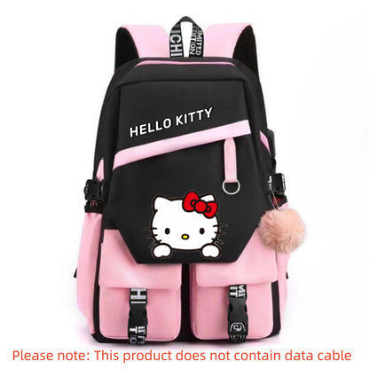 Large Capacity Foldable Backpack - Officially Licensed Hello Kitty Design, Fashionable Dual-Strap Pack, Spacious Interior, Foldable for Easy Storage - Sanrio School Bag with Timeless Classic Pattern