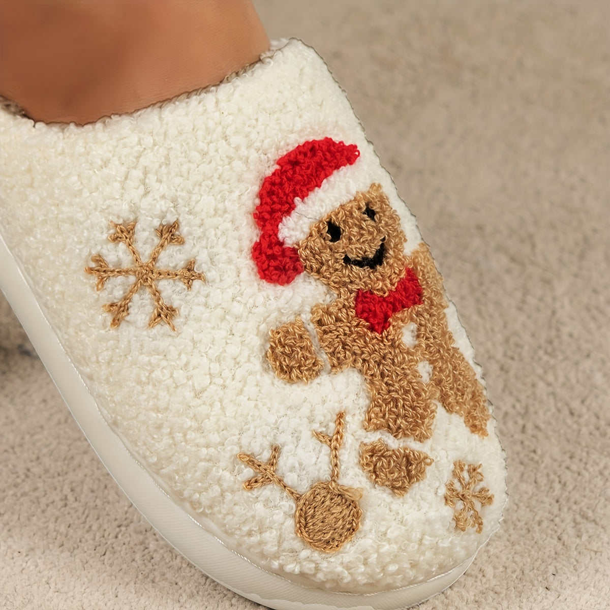 Cute Cartoon Home Warm Slippers, Soft Sole Bedroom Plush Lined Cozy Shoes, Non-slip Floor Mute Christmas Slippers