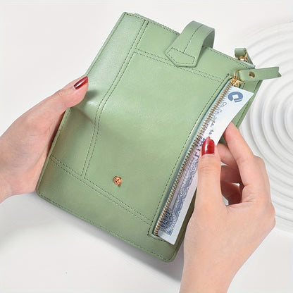 Solid Color Short Mini Wallet, Clutch Bifold Con Purse, Trendy Credit Card Holder