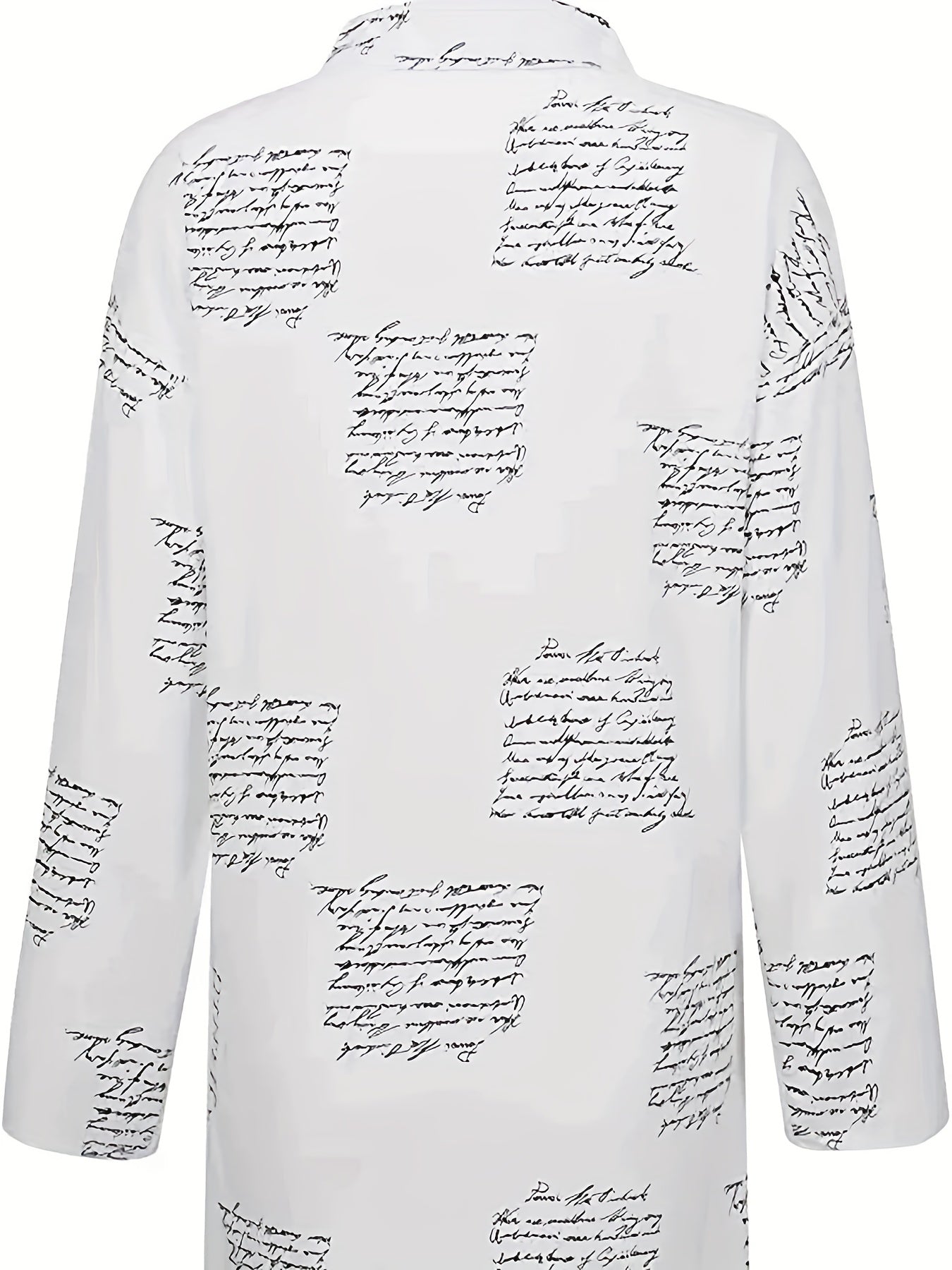 Plus Size Women's Chic Tunic Shirt - Long Sleeve, Letter Print, Button-Up Blouse with Turn-Down Collar - Perfect for Casual Outings